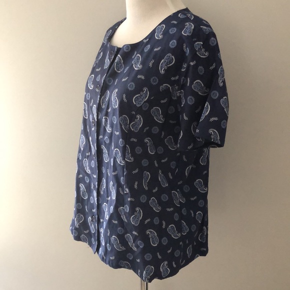 Vintage Pendleton Navy Blue Paisley Button Down Smock Shirt size 10P - Picture 7 of 9